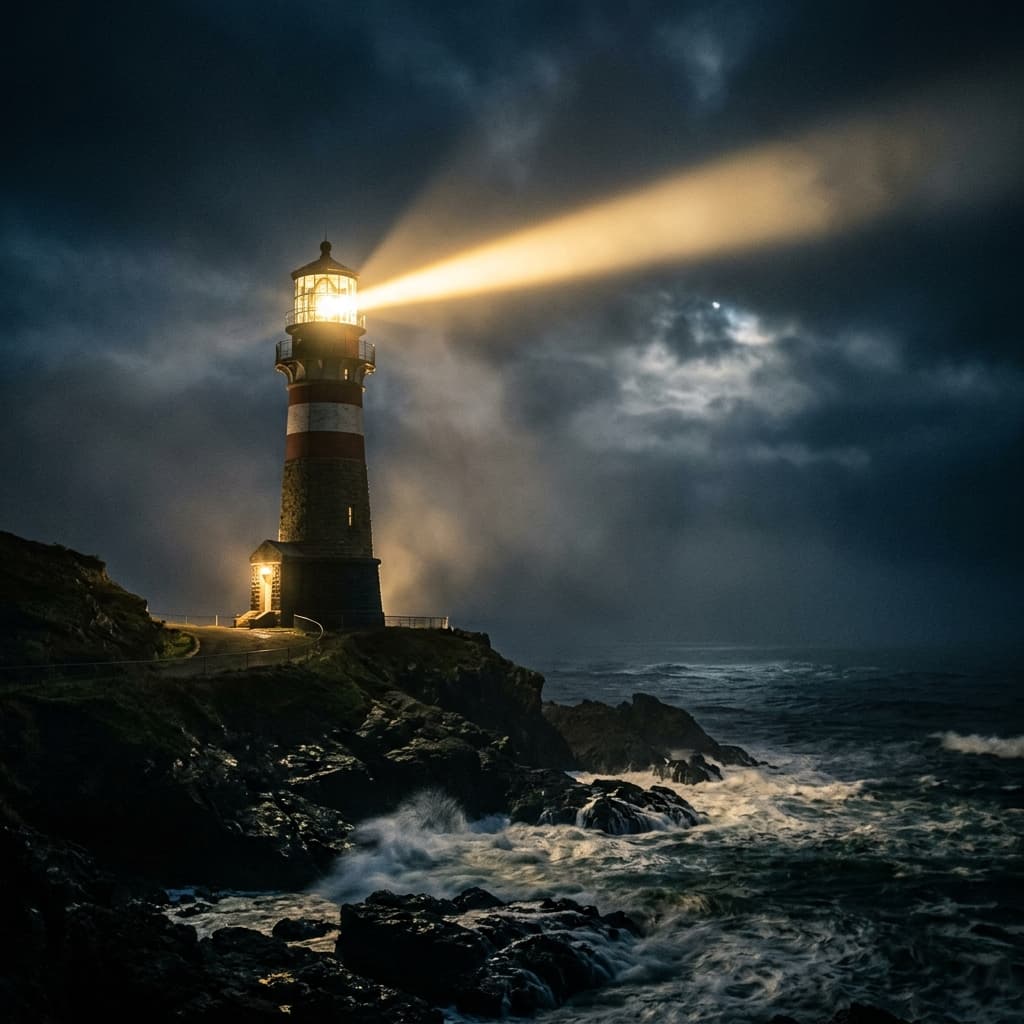 Night Lighthouse Beacon Background